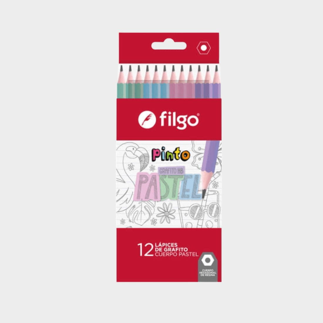 Lápices de Gráfito FILGO HB N°2 Pasteles x 12