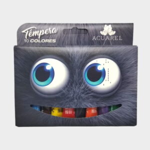 Temperas Acuarel X 10 Colores Surtidos Pomo 9 Gramos