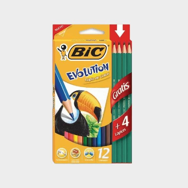 Lápices de colores BIC evolution x12 + 4 Grafitos