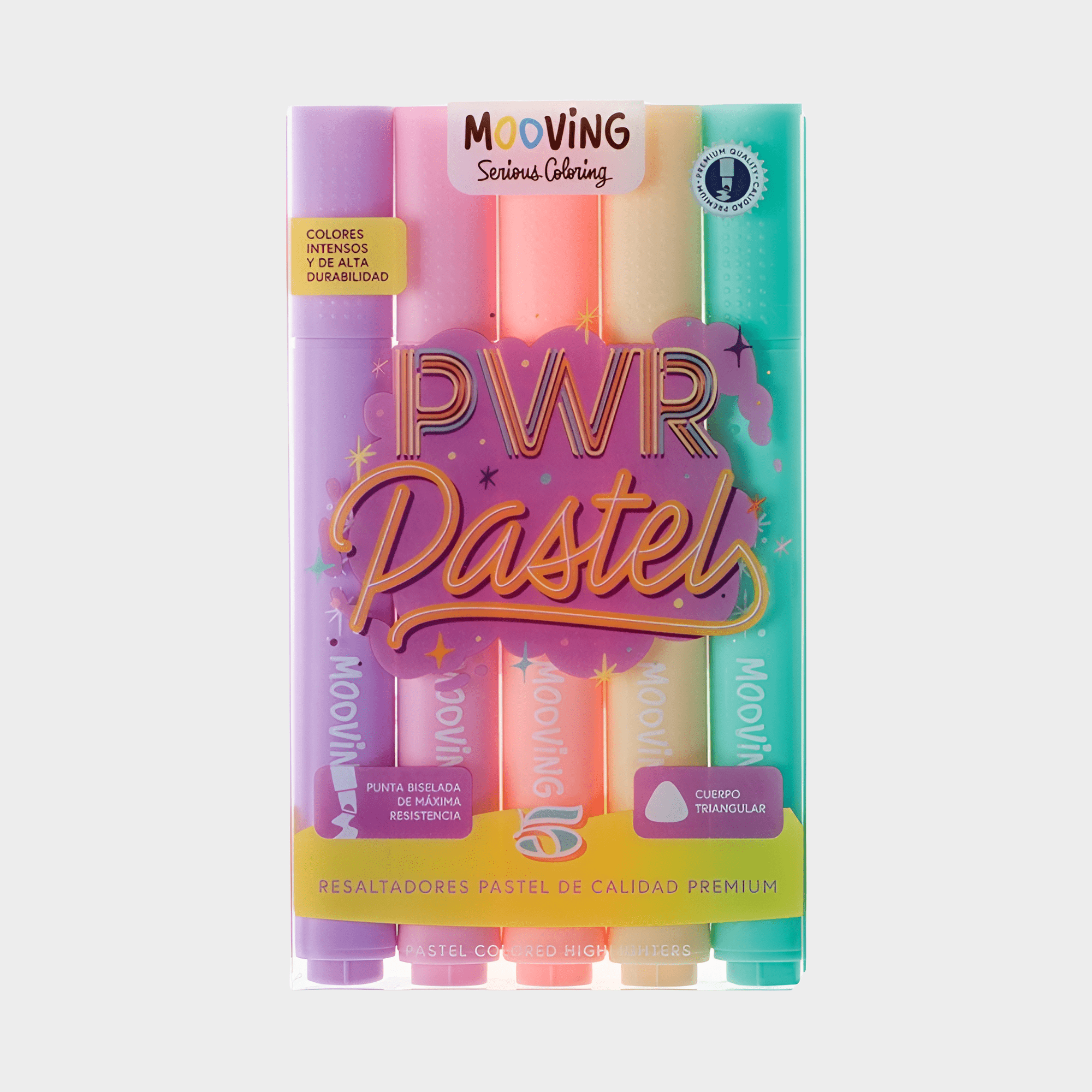 Resaltador MOOVING coloring PWR Pastel lavable pack x5