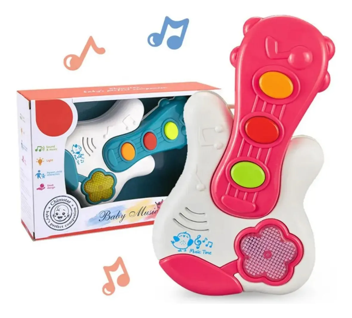 Guitarra con luz y sonidos juguete musical para bebé - Imagen 2