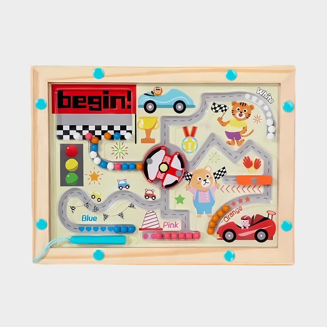 Tablero de Laberinto Magnético de Carreras de Autos