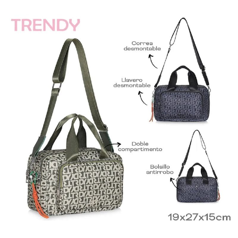 Cartera Trendy Nylon Dama Mujer Urbana Morral NEGRO 17642 - Imagen 2