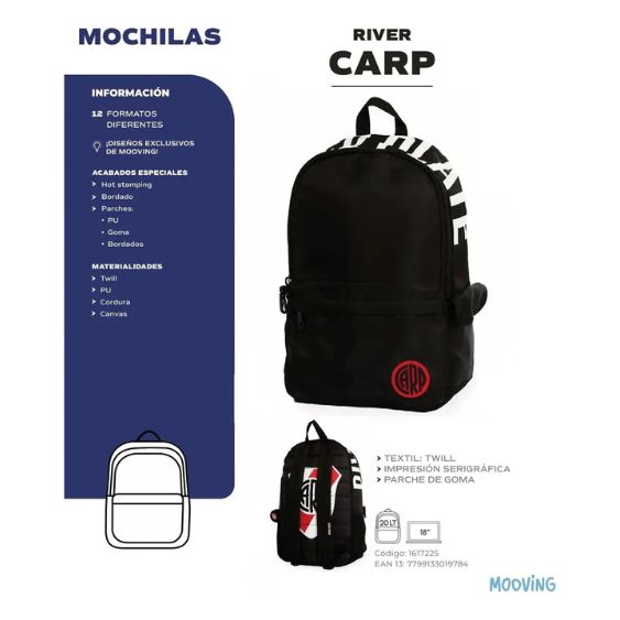 Mooving Mochila De Espalda De River Plate Carp 1617225 - Imagen 2