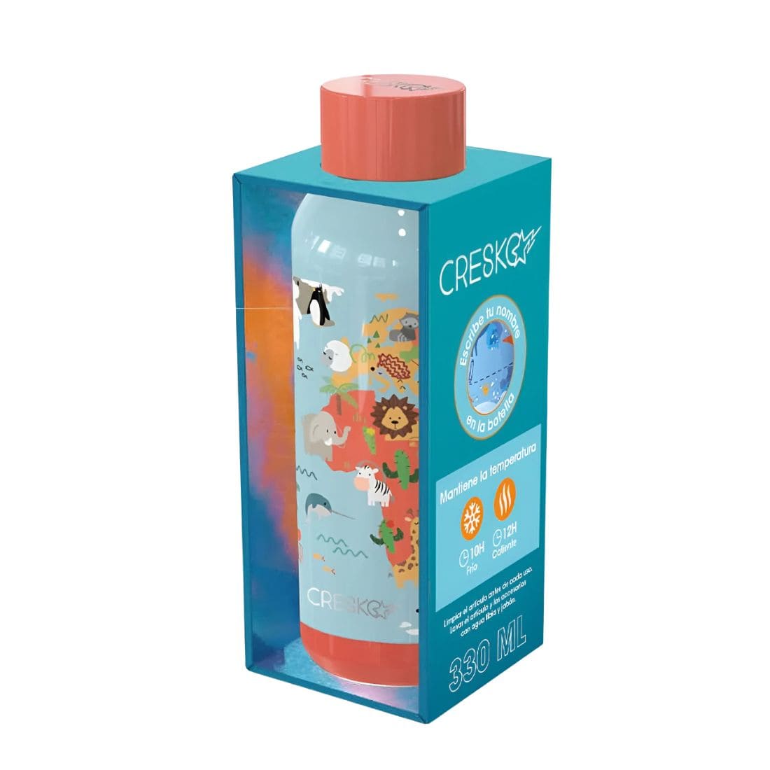 Botella Infantil mapa Acero Inoxidable Termica 330ml Cresko 359 - Imagen 2