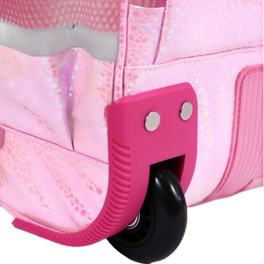 Mochila Con Carro Elf Base De Goma Lisa Rosa 6448A - Imagen 5