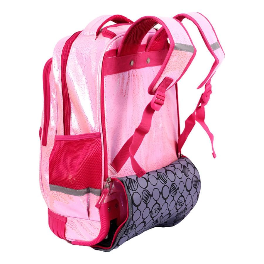 Mochila Con Carro Elf Base De Goma Lisa Rosa 6448A - Imagen 6