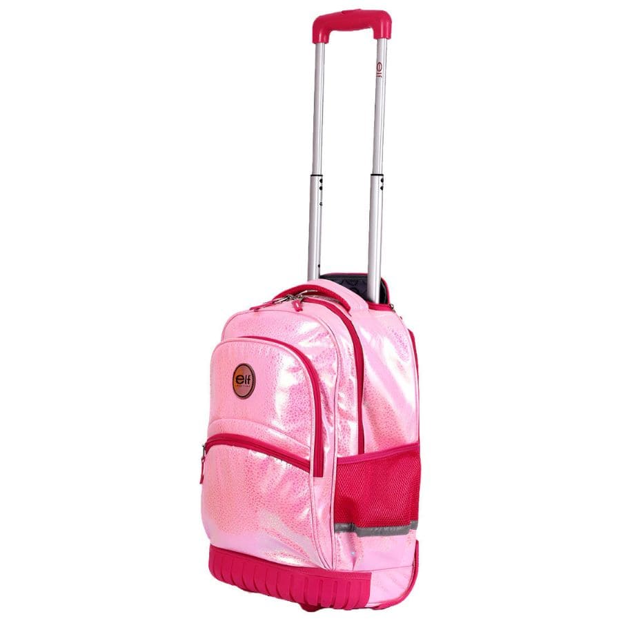 Mochila Con Carro Elf Base De Goma Lisa Rosa 6448A - Imagen 2