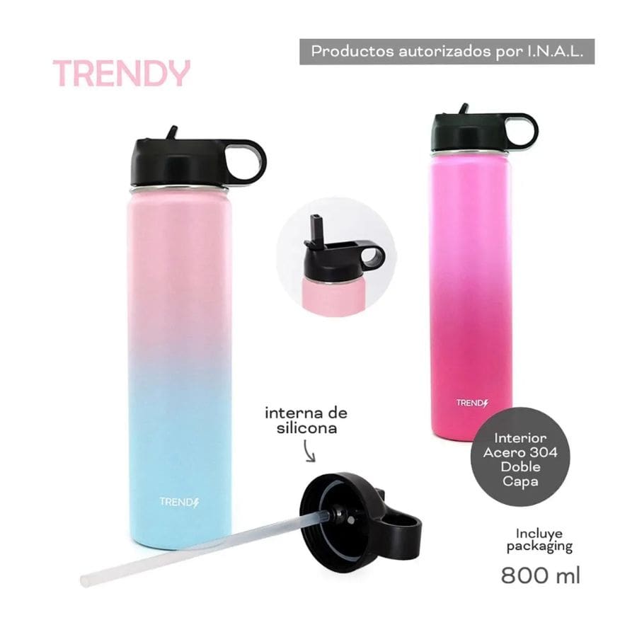 Botella Termica Trendy 500ml 12514 Rosa Con Fucsia Rosa Claro - Imagen 3