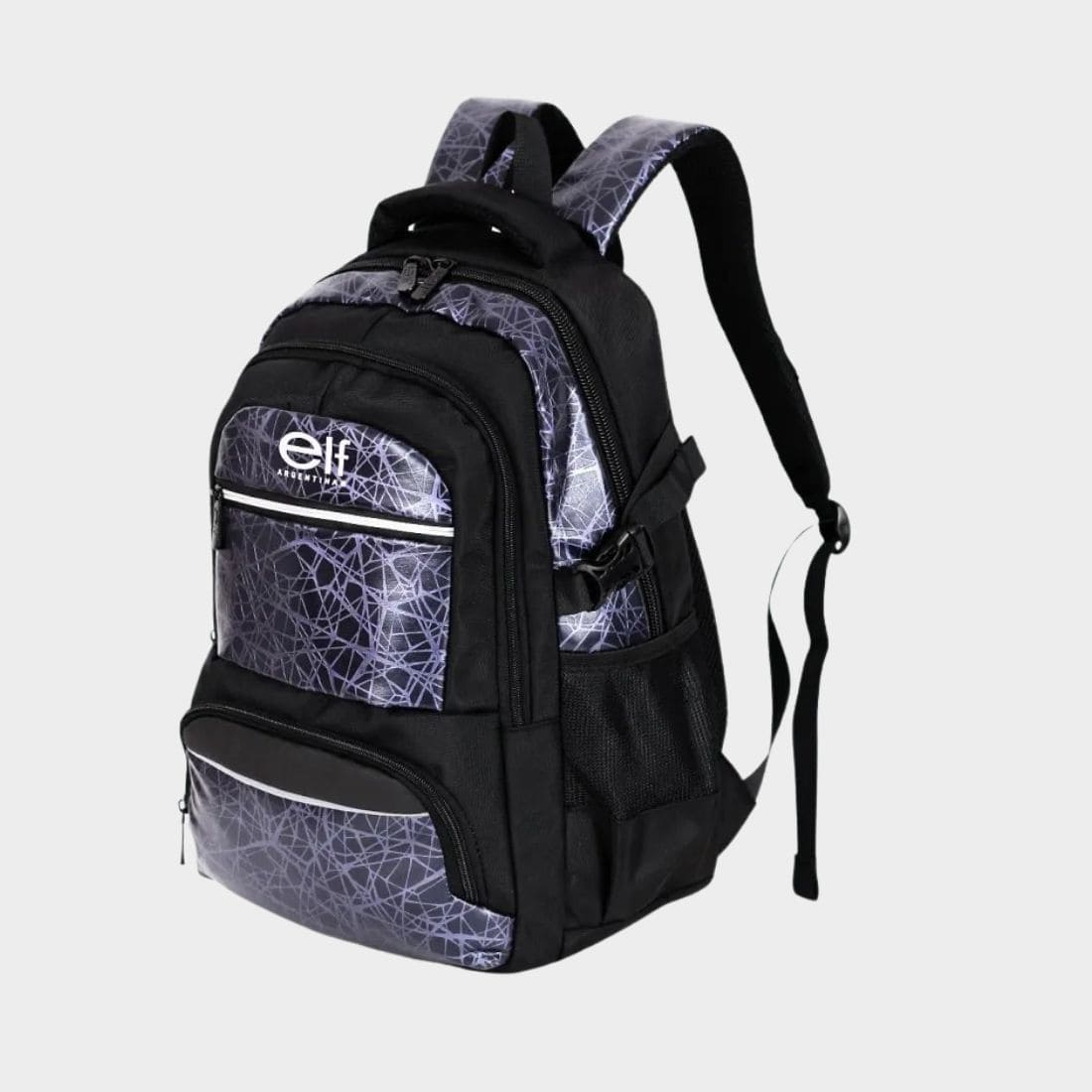 Mochila Espalda Escolar Elf 3615 - Negro - Rayas Azules