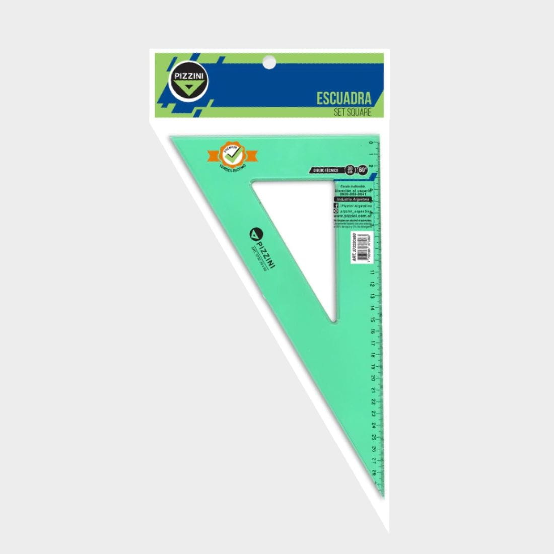 Escuadra Técnica Pizzini 45° X 30 Cm Regla Plástica