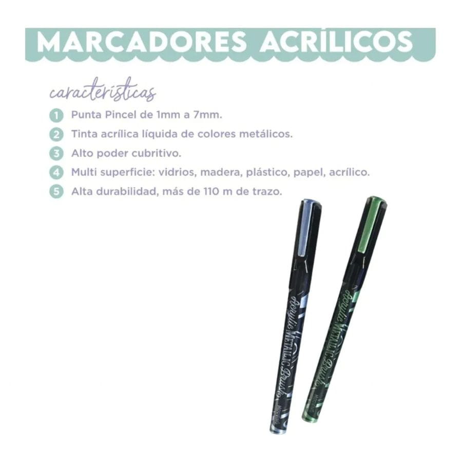 Marcadores Acrilicos Metalicos X12 Unidades Mooving 3121312 - Imagen 2