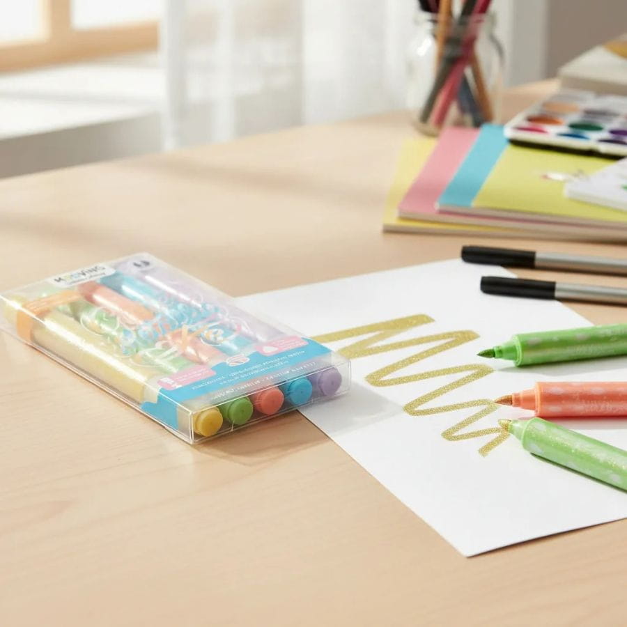 Resaltador MOOVING con glitter metalicos brillo x5 colores - Imagen 4